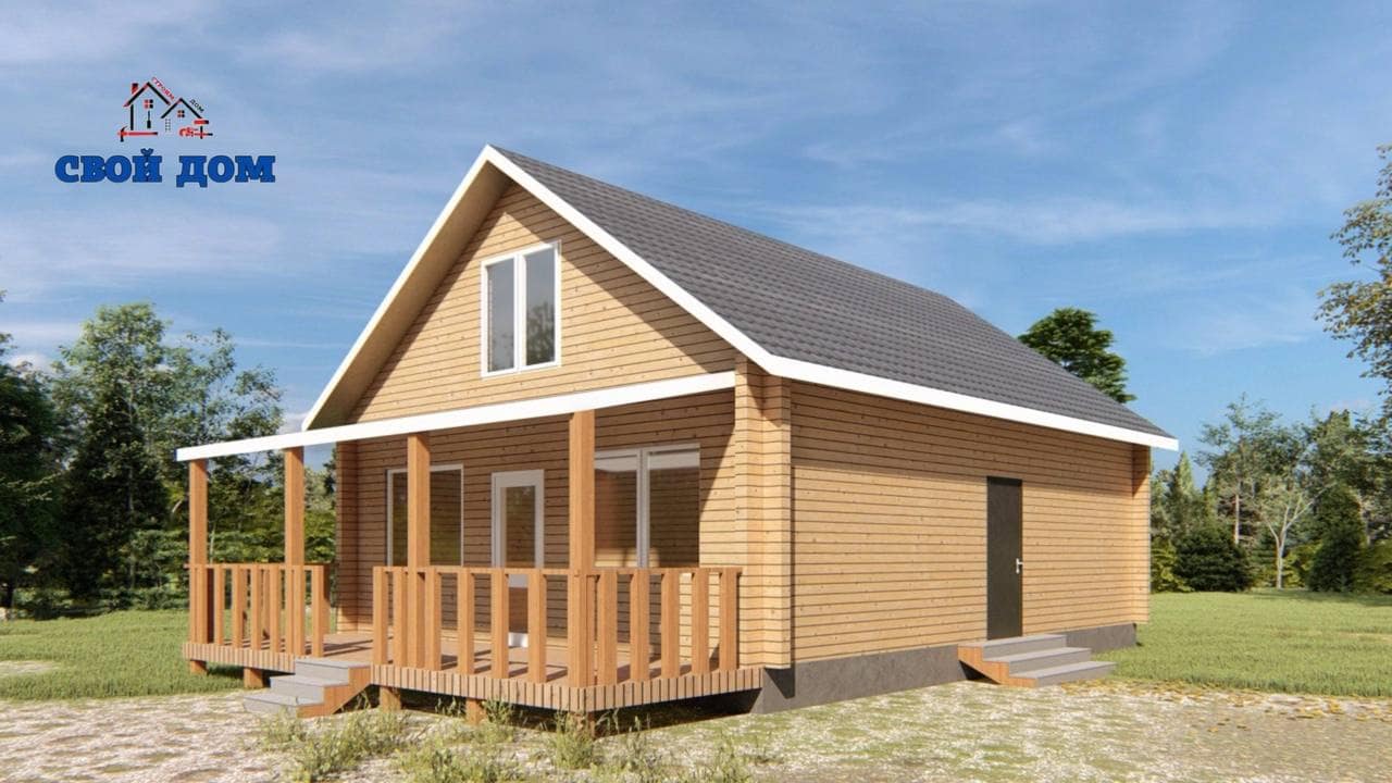 Проект #80 — дом из бруса 107 м², фото фасада
